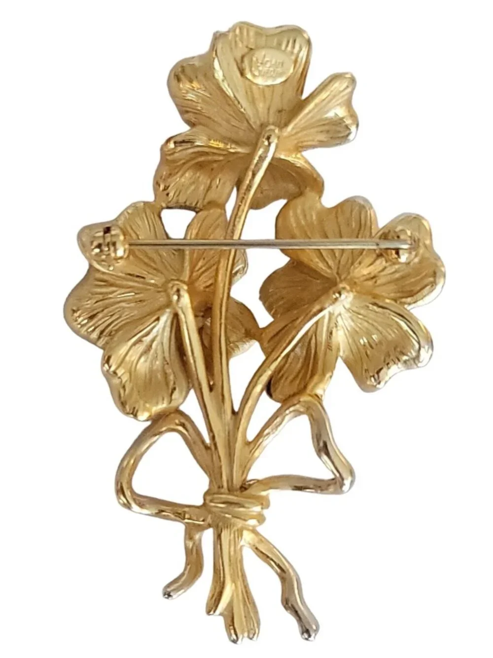 Joan Rivers Orange Red, Blue Enamel Rhinestone Flower Bunch Brooch, Signed K72